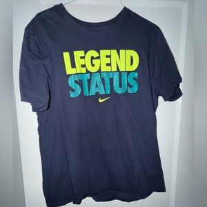 Nike Men's Blue Tee “Legend Status”, Neon, Size XL